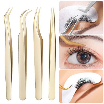 Pinzas para Pestañas Injerto Pinzas para Pestañas de Belleza Pinzas para Pestañas Florecientes Clip de Pluma Dorada Clip para Pestañas Postizas Herramienta de Belleza
