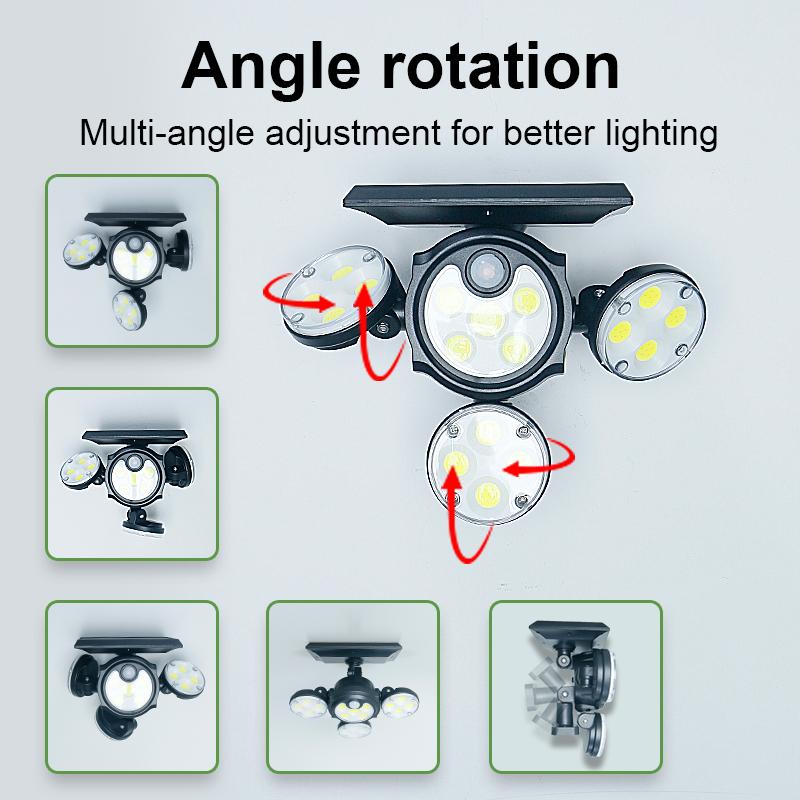 102 COB LED Solar Lights 4 Head Lamp PIR Motion Sensor Landscape Spotlights IP65 Waterproof Outdoor Lights Garden Decoration