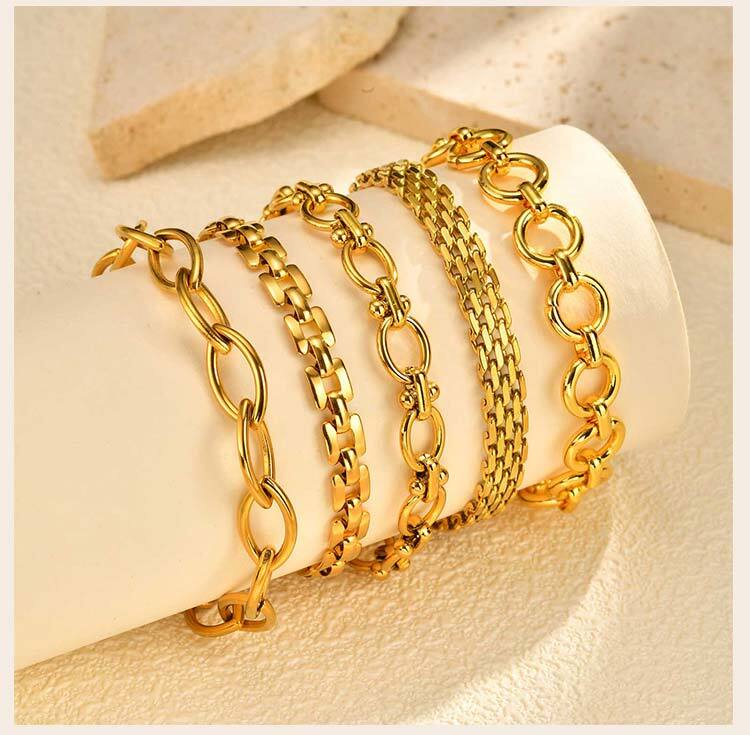 316L Roestvrij Staal Armband, 18K Verguld Ketting Armband Bangle, Waterdicht Dames Sieraden Cadeau Voor Feest