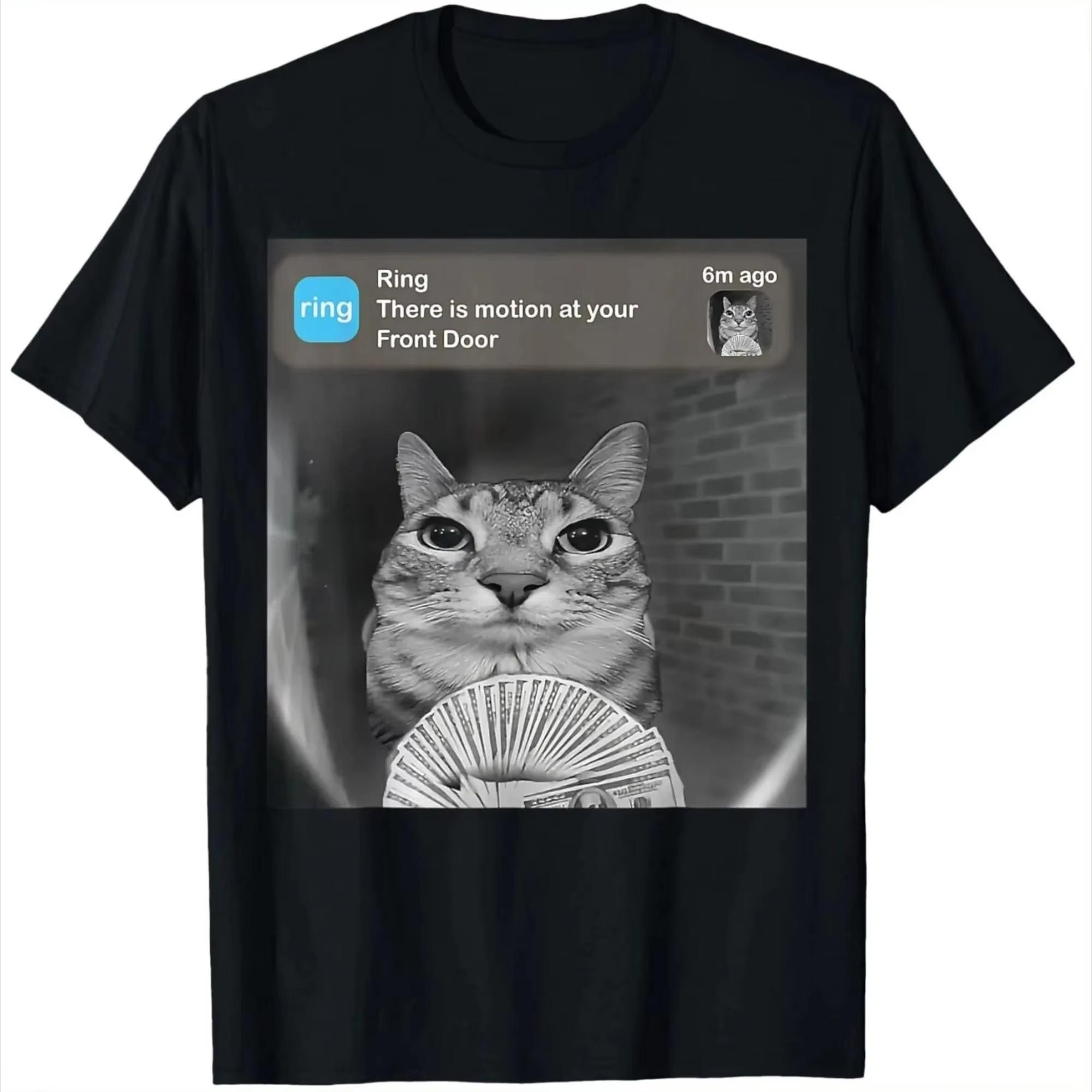 

Summer New Arrival Men s Funny Cat Pattern Short-sleeved T-shirt, Pure Cotton Material, Large Size Men s Style - Men s Summer... S разноцветный