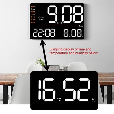 Large Screen Alarm Clock Temperature Humidity Week Date Digital Countdown Wall Clock Brightness Adjustable Remote Control Clocks
