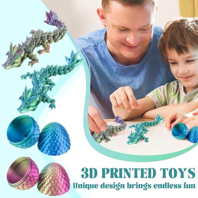 2 ks 3D tištěný drak s vejcem, Malá kloubová křišťálová dračí vejce jako výplň velikonočních košíků, Dekorace do domácnosti, Hračky na pracovní stůl
