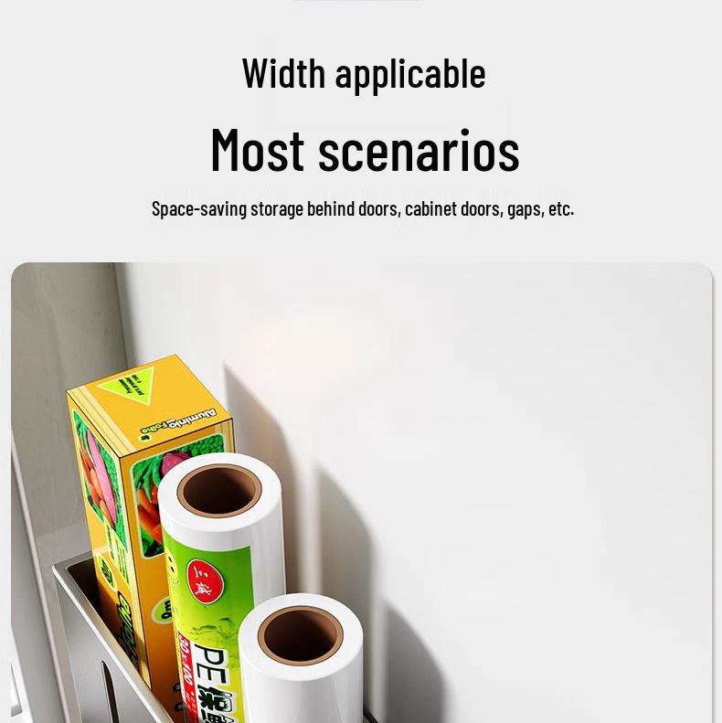 Magnetic Storage Rack for Kitchen Refrigerator - Punch-Free Enamel Board and Fresh-Keeping Film Holder