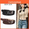 Pu Leather Womens Belt No Punching Required With Silver Buckle And Design Hollow