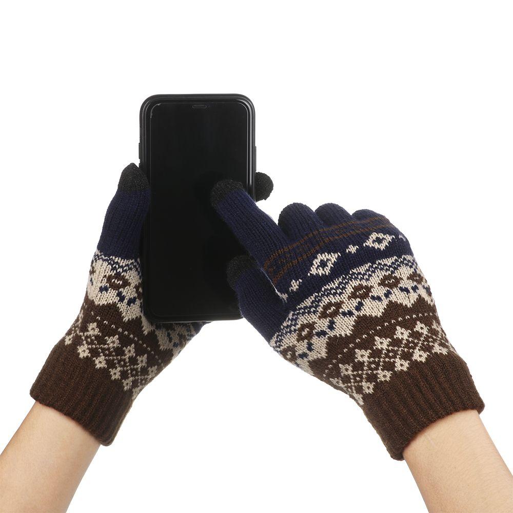 Women Men Elastic Thick Winter Gloves Full Finger Gloves Touch Screen Mittens Knitted