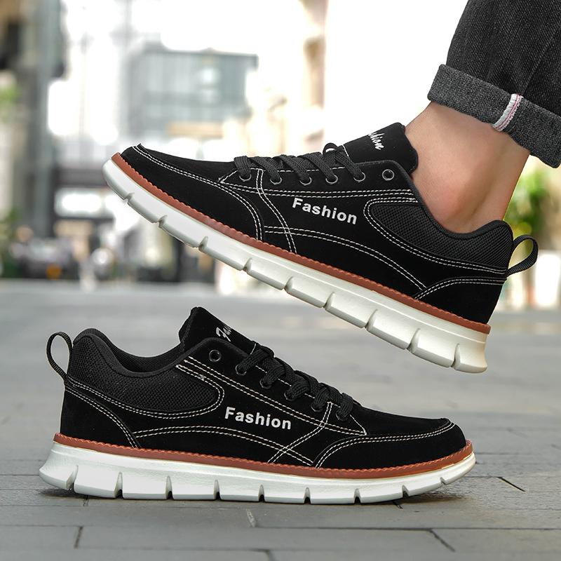 Модная кожаная спортивная обувь для мужчин на шнуровке Хорошее качество Мужские кроссовки — фото 3