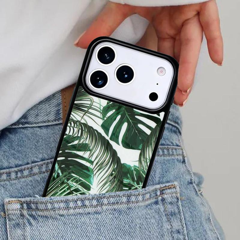 Monstera Leaves Palm Tree Flowers Phone Case for iPhone 17ProMax 12 13 14 15 16e 17 Pro Max Plus Air Cover