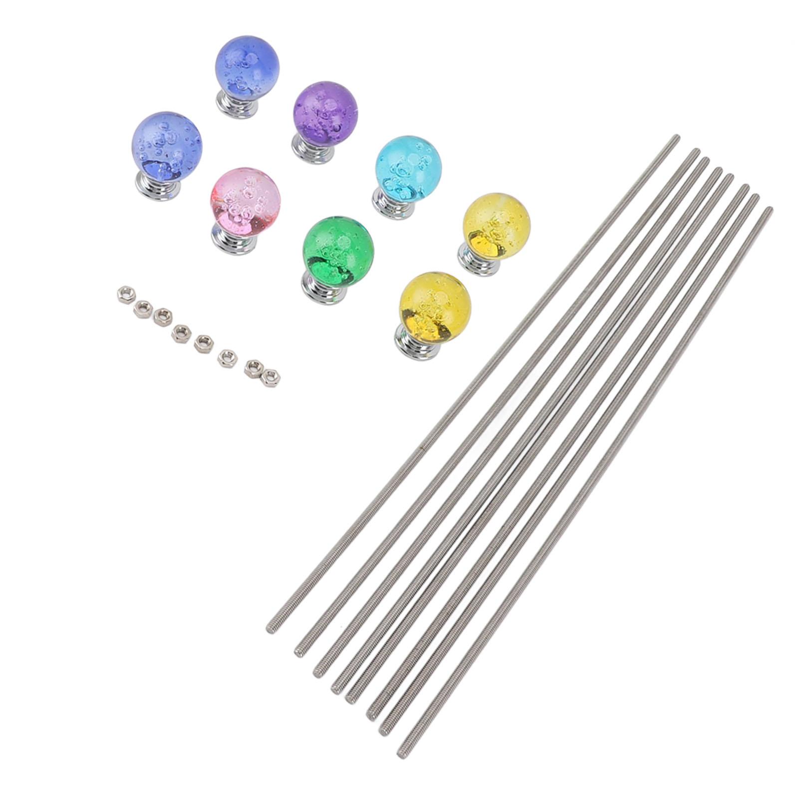 

8PCS DIY Garden Beaded Stakes Stainless Steel Fairy Garden Stakes Wands with Crystal Stopper Top for Outdoor Decoration