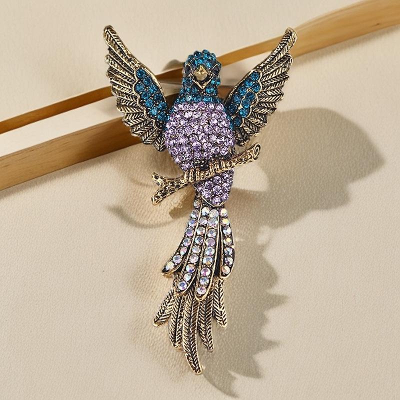 1pc Exquisite Brooches For Women Clothing Coat Accessries Gifts Pins Fashion Luxury Full Crystal Animal Hummingbird Brooches