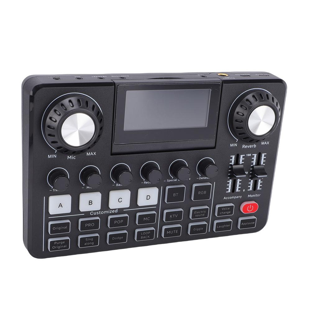 Podcast Microphone Bundle Sound Mixer Board Set with Foldable LED Screen Boom Arm 3.5mm Condenser Mic for PC Recording