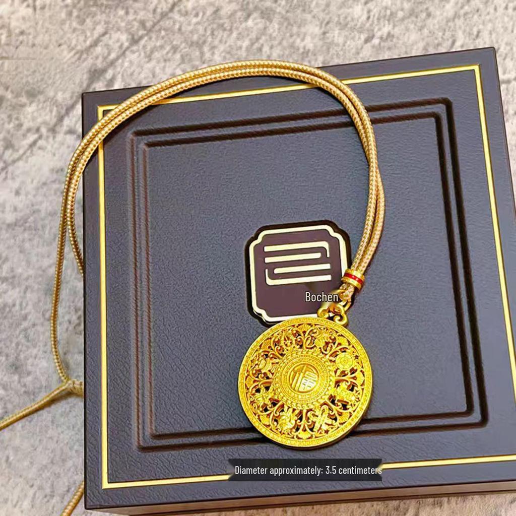 Vietnam Sand Gold Eight Treasures Compass Pendant Sweater Chain for Men and Women.