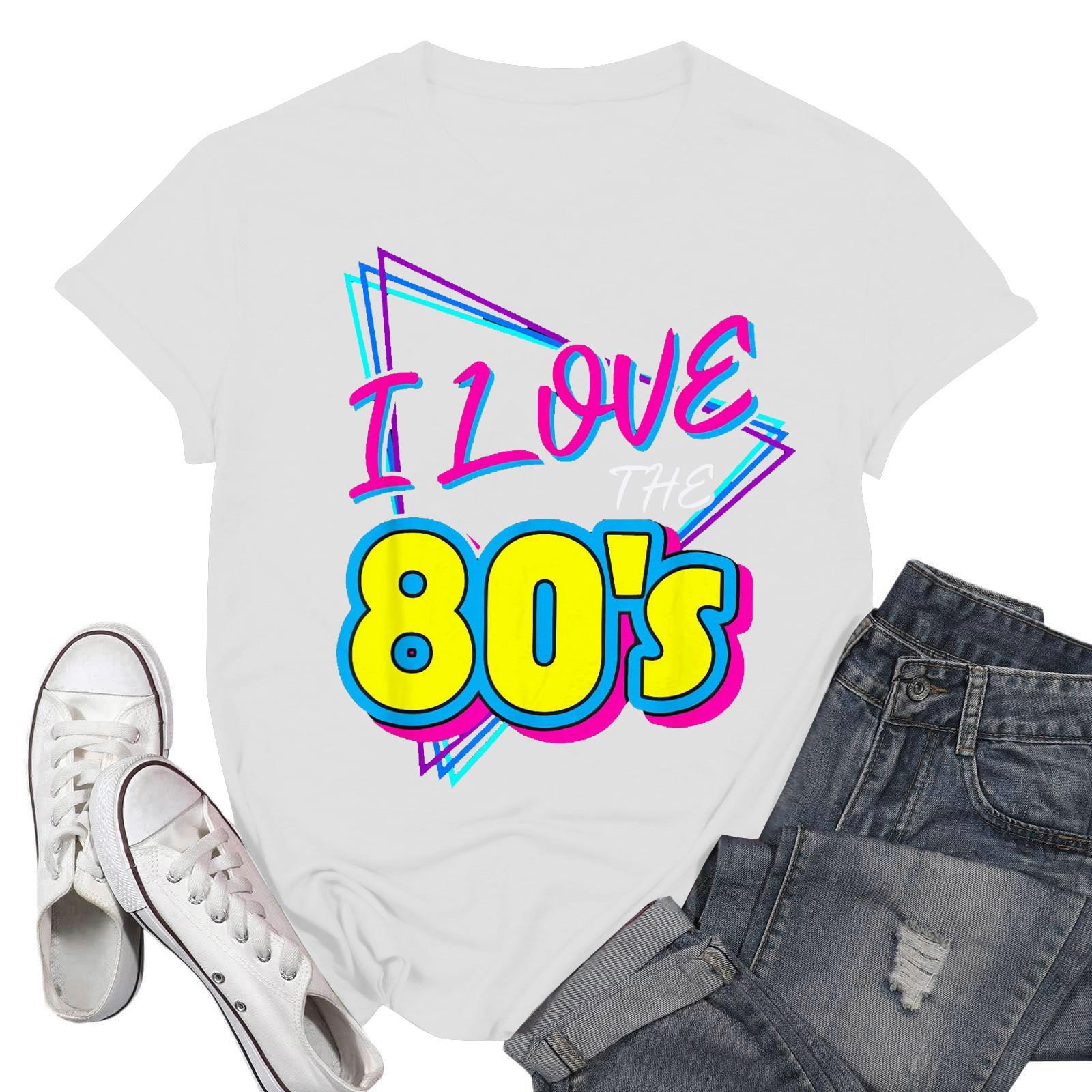 

Жіноча мода повсякденні шкільні принтовані короткі рукави з круглим вирізом пуловери топи XL білий