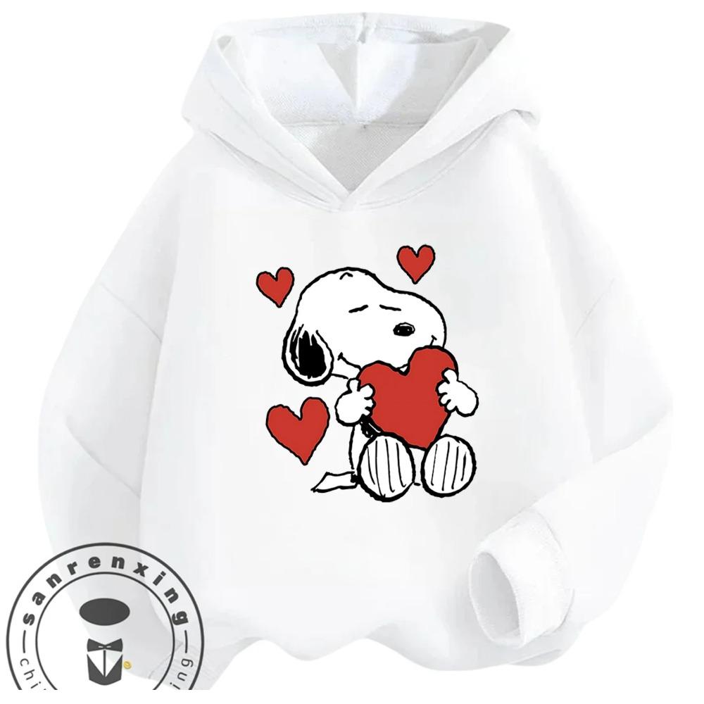 Kawaii Printed Hooded Sweatshirt Autumn Winter Casual Trendy Cartoon Kids Shirt Snoopy Children