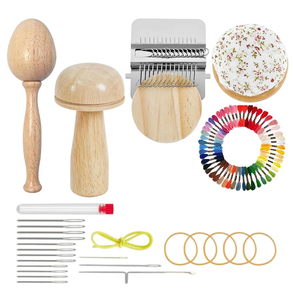 Knitting Patch Kit For Beginners Mending Jeans Socks Mushroom/ Egg Shape Knitting Patch With Hooks And Yarn Darning Thread Kit
