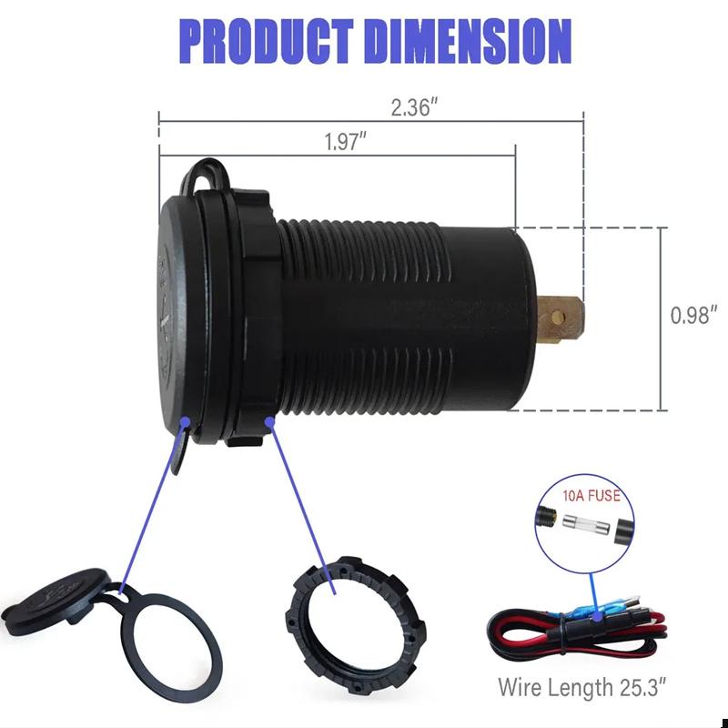 QC3.0 Dual PD3.0 Type-C PD USB Car Charger 20W Fast Charging Adapter Cigarette Lighter 12V