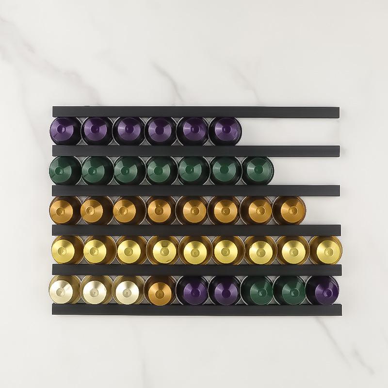 Подставка для 6 кофейных зерен черная полка для кофейных капсул для любой скорлупы кофейных зерен кухонное хранилище 6 pieces чёрный 1089₽