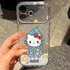 Blue raincoat kt for Apple 16/17Promax large window mobile phone case IP15 cartoon 14 cute 13/12 soft