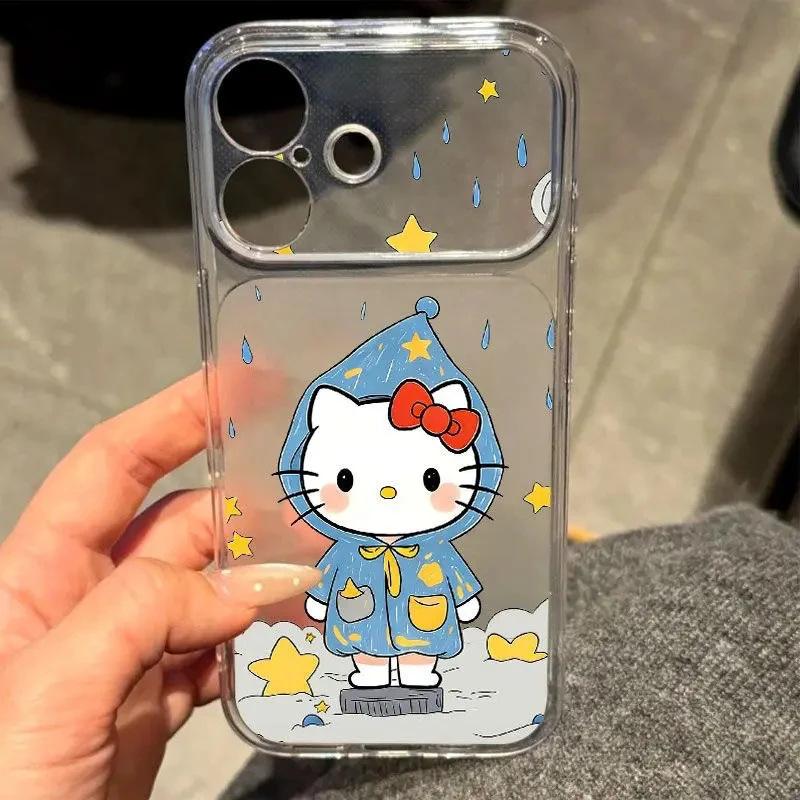 Blue raincoat kt for Apple 16/17Promax large window mobile phone case IP15 cartoon 14 cute 13/12 soft