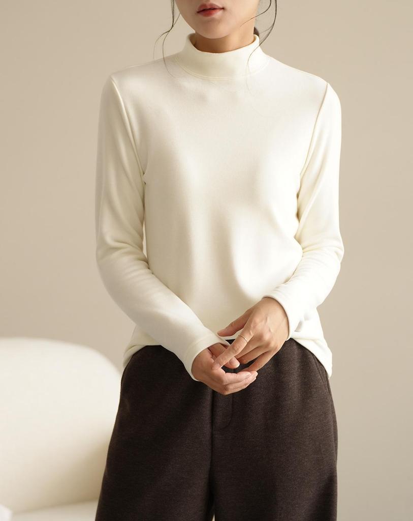 Women's Warm Long Sleeve Semi-High Collar Shirt - Autumn/Winter Style, Class A, 300g