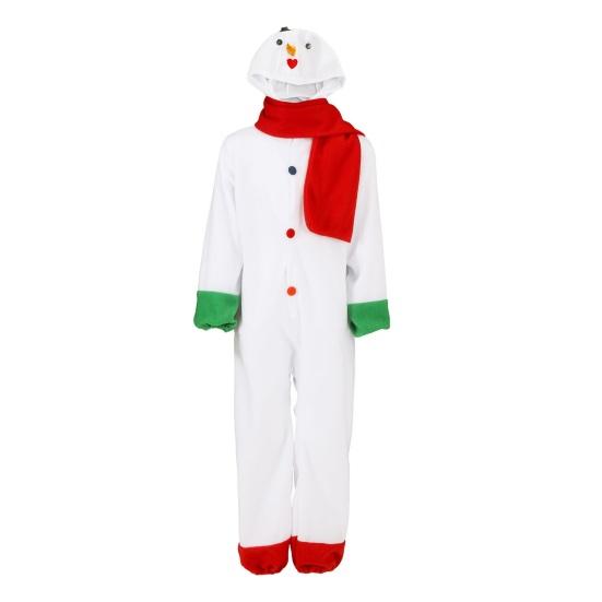 Çocuk Noel Kardan Adam Tulum Unisex Kardan Adam Cosplay Kostümü Kışlık Peluş Tek Parça Pijama Eldivenli ve Atkılı Erkek Kız Çocuklar İçin