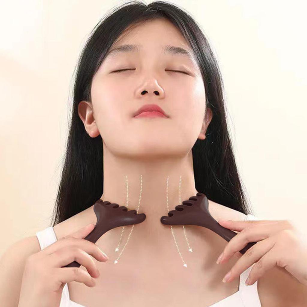 Head Meridian Massage Comb Anti-static Natural Wooden Wide Tooth Six-Claw Gua Sha Tool Scratcher Spa Promote Blood Circulation