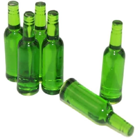 6Pcs Doll House Miniature Beer Bottle Mini Food Play Toy Dining Drinks Simulation Miniature Wine Bottles Toy Yellow