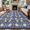 Large Living Room Carpet Retro Floral Washable Area Rug Soft Non-slip Bedroom Bedside Floor Mat Machine Washable Home Decor Rugs