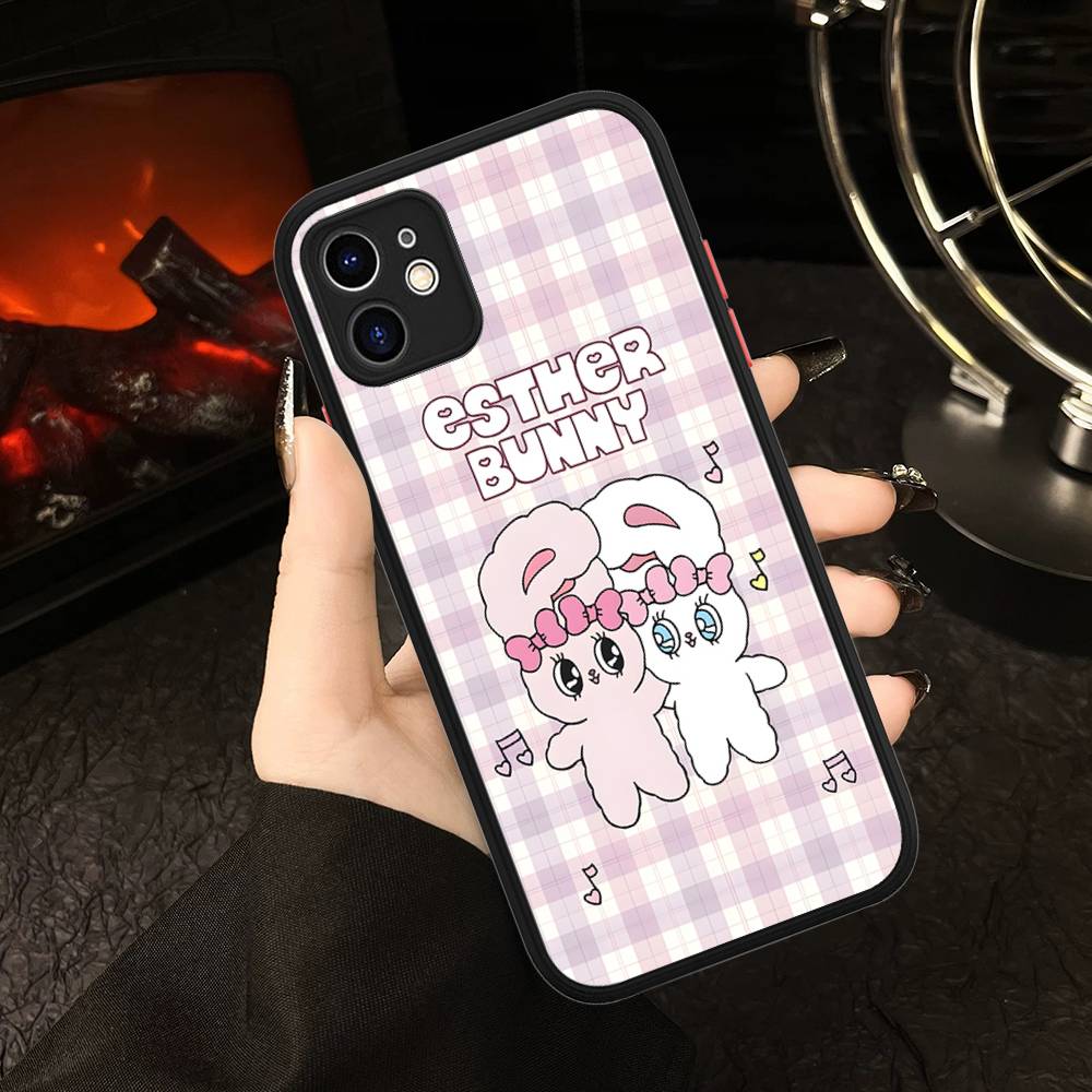 Cute Cartoon Esthers Bunny For IPhone 15 16 Pro Max 11 12 13 14 XS XR X Plus 16E Matte Translucent Phone Cover