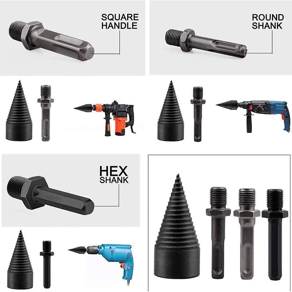 4PCS Firewood Log Splitter Drill Bit, Removable Cones Kindling Wood Splitting Log Bits,Household Electric drill-42mm NIUNIU