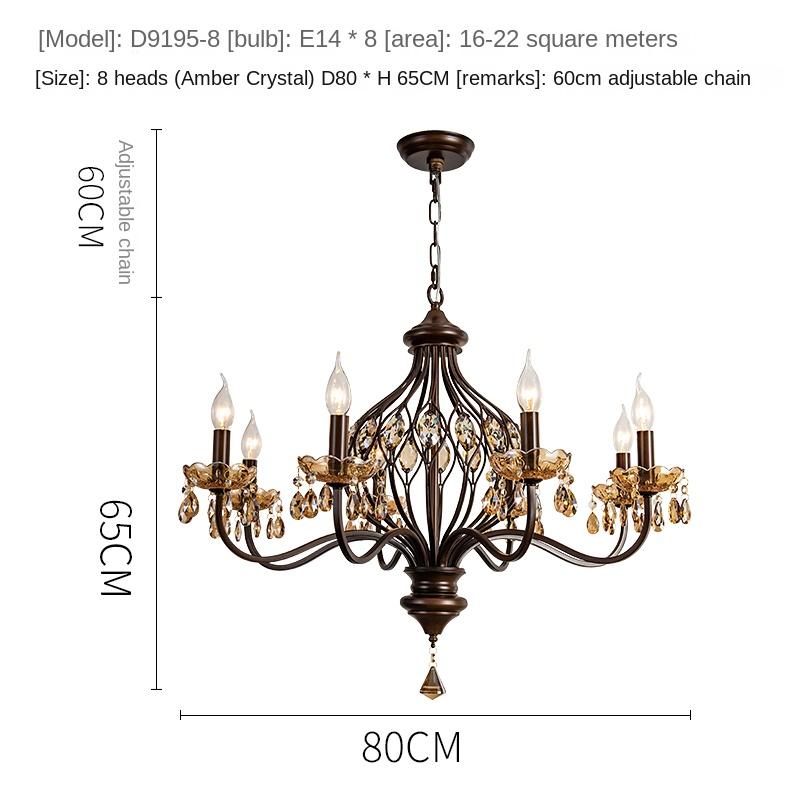 

Винтажная хрустальная люстра для гостиной, светильники для столовой, орехового цвета, светильники для спальни 8 headlamps