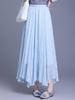 Elegant Mesh Draped Midi Skirt - Spring 2026 Collection: Irregular Hem & Pleated Design