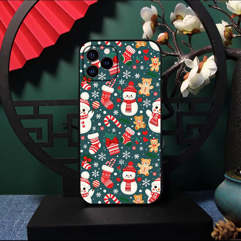 Christmas Santa Claus Snowman Phone Case For IPhone 17 Pro Max 16 15 14 Pro Max 13 11 X Xs Xr 8 7Plus Silicone Cover