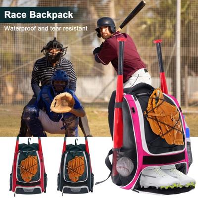 Zaino da baseball in nylon impermeabile di grande capacità, tracolla regolabile, borsa per attrezzatura da softball, confezione da competizione per allenamento sportivo