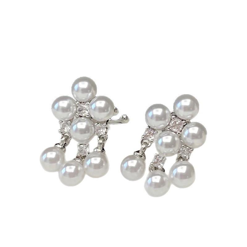 Elegant Zircon Pearl Ear Clip: High-End, No Hole Design for Fashionable, Exquisite Style