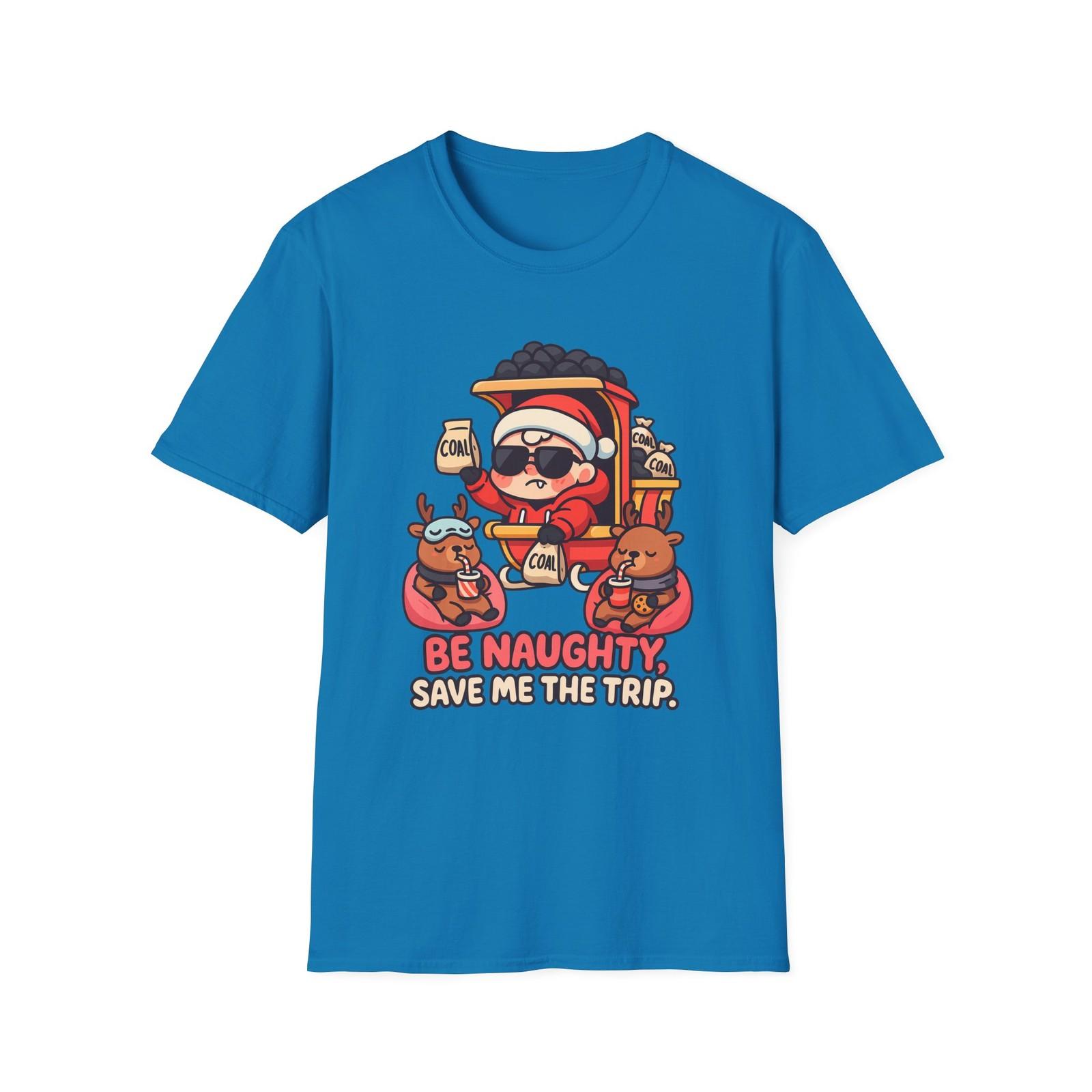 Unisex Softstyle T-Shirt Mens Womens Tees Top Chibi Santa Coal Bags Fast-Food Sleigh Funny Christmas 3XL