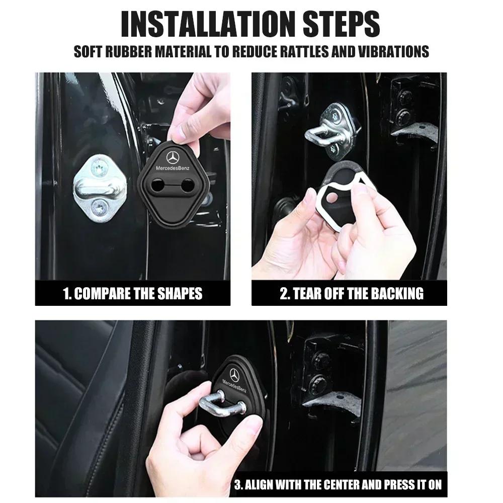 4pcs Silicone Car Door Lock Buckle Protector Cover For Mercedes Benz AMG W204 W213 W205 W211 W176 W164 Cla Smart Accessories