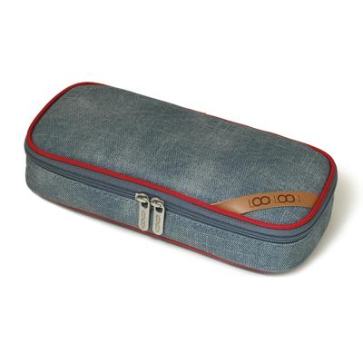 LOONLOON 672 Jeans Stiftetui Vintage Großes Denim Etui, Blau, Kapazität, Stilvoll, Zweistöckig, Multifunktional,