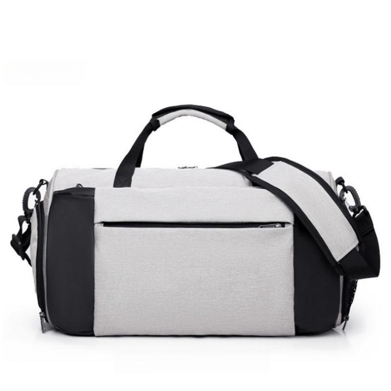 Trendy Portable Outdoor Sport Travel Bag Practical Independent Shoe Pocket Duffel Bag Dry-wet Separation Luggage Bag Cylindrical Touring Business Pack