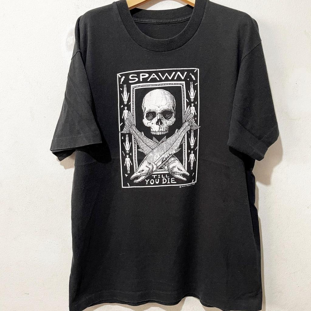 Vintage 1987 Ray Troll Spawn Till You Die T-Shirt Size XL