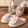 Bow Cotton Slippers Autumn and Winter Thick-soled Indoor Comfortable and Lightweight Plush Warm Plush Plush Cotton Shoes