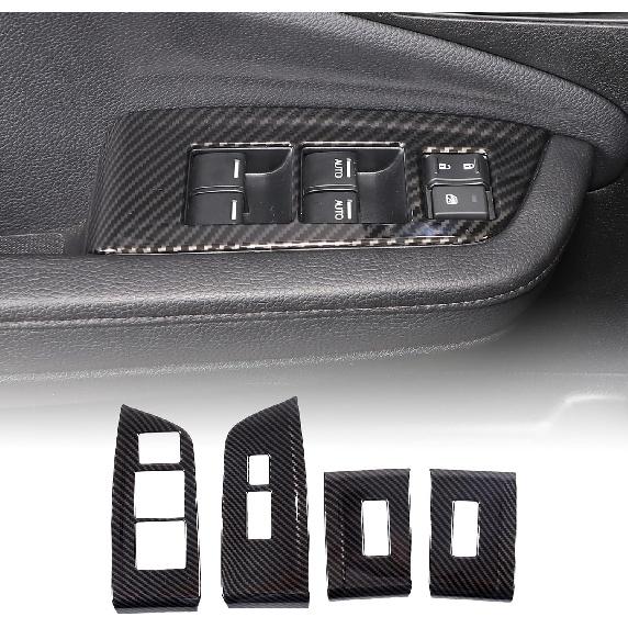 4PCS Window Lift Switch Panel Frame Cover Trim for Honda Pilot 2016-2022/ Passport 2019-2023, ABS Material Car Door Window Glasses Lifter Button