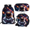 Klasyczny Popularny Śmieszny Astronauta Druk 3D 3 szt./Zestaw Uczeń Plecaki Szkolne Plecak na Laptop Plecak na Ramię Torba na Lunch Piórnik