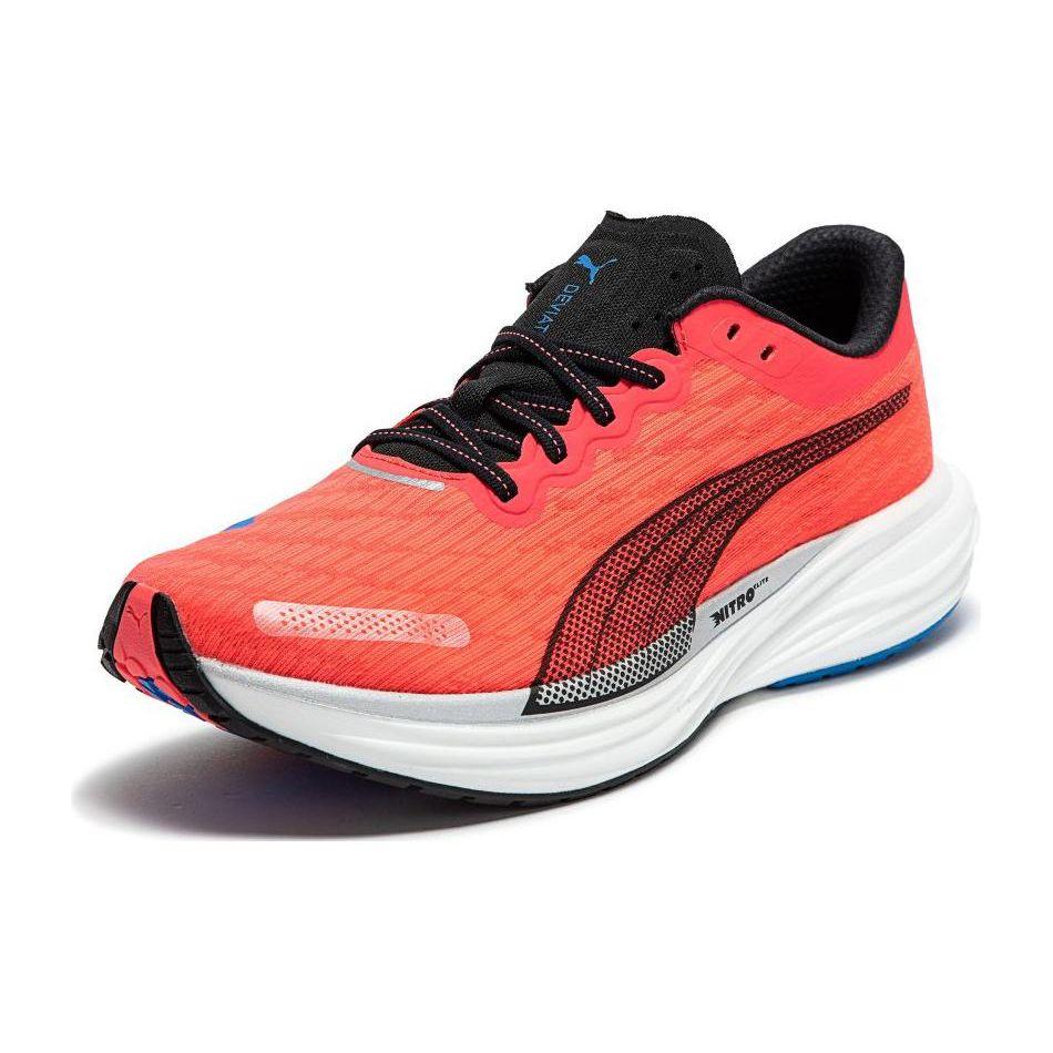 Puma Deviate Nitro 2 Running Shoes Lightweight Breathable Carbon Plate Men Sneakers Deep-Blue Fire-Red 376807-14