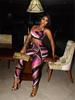 Color Block Print Women's Fashion Vest and Long Pants Set