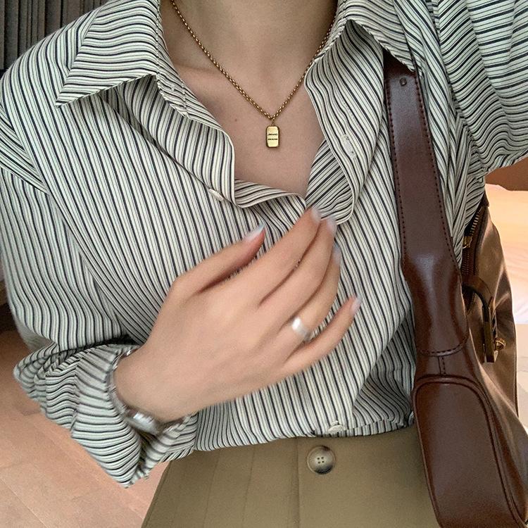 

Рубашка Senior Sense женская осенняя дизайнерская Sense Niche Top свободная тонкая рубашка для поездок на работу с длинными рукавами в полоску удобная модная женская одежда XL