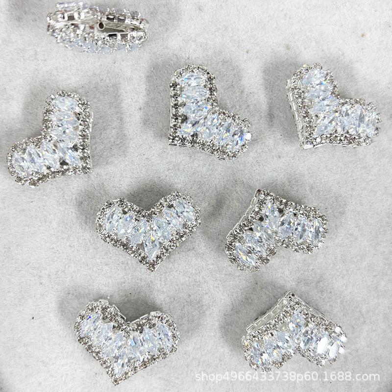 

Senyi Jewelry Dual-Sided Marquis Heart Zircon Charm for DIY Phone Chains Rose Zircon on Silver Base