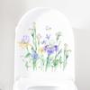 Toilet Lid Decal Self-Adhesive Non-Fading Removable Water-Resistant Plant Flower Theme Toilet Seat Lid Sticker Decor