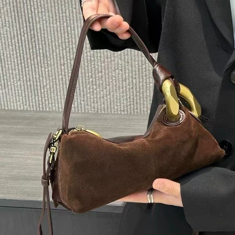 

Yogodlns Модная женская сумка через плечо из искусственной замши, женские сумки, маленькая сумка-хобо, женские сумки-мессенджеры через плечо 23x9x10cm кофейный