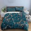 3Pcs Teal Marble Pattern Bedding Set, Abstract Fluid Print Duvet Cover + 2 Pillowcases, Modern Decor