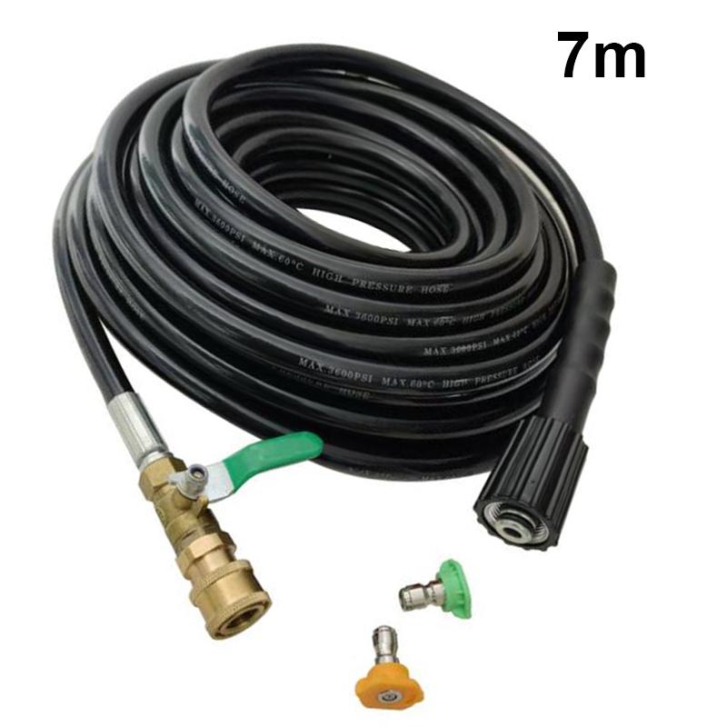 

Water Hose Kit with High Pressure Cleaning Pipe Nozzles and Movable Valve for Outdoor Lawn and For Garden Use 7m and 10m Length